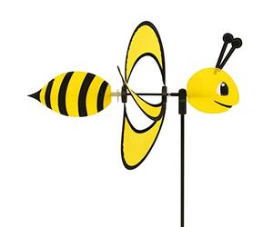 CIM Campana de Viento - Little Magic Bee - Resistente a los Rayos UV y a la Intemperie - Rueda de Viento: Ø28cm, Motivo: 35 x 13 cm, Altura Total: 85 cm, Incluye Varilla de Fibra de Vidrio
