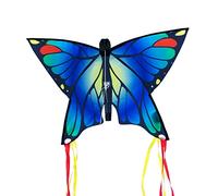 CIM Cometa de Mariposa - Butterfly Blue - Cometa de una Sola línea para niños Mayores de 3 años - 58 x 40 cm - Incl. 20 m Hilo de Cometa - con Tiras de 195 cm en la Cola de Arco