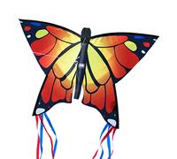 CIM Cometa de Mariposa - Butterfly Orange- Cometa de una Sola línea para niños Mayores de 3 años - 58 x 40 cm - Incl. 20 m Hilo de Cometa - con Tiras de 195 cm en la Cola de Arco