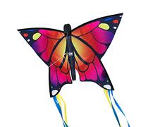 CIM Cometa de Mariposa - Butterfly Pink- Cometa de una Sola línea para niños Mayores de 3 años - 58 x 40 cm - Incl. 20 m Hilo de Cometa - con Tiras de 195 cm en la Cola de Arco