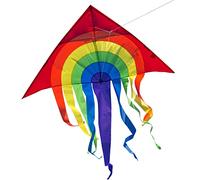 CIM Cometa Supercometa Rainbow Delta XL - Para Niños Mayores de 6 Años - 150 x 166 cm - Incluye Hilo de 80 m y Colas a Rayas