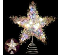 Cima de árbol de Navidad con estrella, gran estrella de árbol, LED estrella de Navidad con luz, estrella de Navidad decorativa con luces, adorno luminoso de árbol de Navidad para decoración de árbol