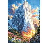 Cima de montaña Nevada con Lava Rompecabezas 300 Piezas Cartón Grueso para Coleccionistas Sueño Mágico de Ciencia Ficción Desconectar Rutina Ejercicio Mental Relajante 300 PCS