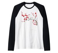 Cimaenaga | Ciruela, Flor de Ciruela, Flor de Ciruela, floración Completa, Hermoso Paisaje de Japón, pájaro Blanco en Hokkaido Camiseta Manga Raglan