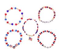 CIMAXIC 1 juego de pulseras del 4 de julio: joyería patriótica para mujeres, hombres y adolescentes - Pulseras elásticas apilables con cuentas rojas, white y azules para el 250 aniversario y