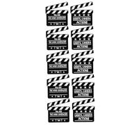 CIMAXIC 10 broches de claqueta de cine: Pin negro con diseño de utilería de película de dibujos animados - Regalo para cineastas para fiestas temáticas - Linda claqueta pequeña