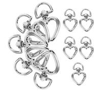 CIMAXIC 10 Cierres de Resorte Forma de Corazón para Bolso, Aleación de Zinc, Color Plata, Prácticos y Suaves para Abrir y Cerrar, Ideales para Manualidades y Uso Diario