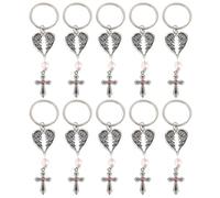 CIMAXIC 10 llaveros con alas de ángel y cruz - Colgante cristiano con cruz de diamantes de imitación - Regalo inspirador de oración para la Comunión, Bautismo y Iniciación Cristiana.