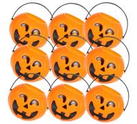 CIMAXIC 12 Piezas de Cubos de Calabaza de Plástico Amarillos para Fiesta de Halloween, Porta Golosinas Creativo y Ligero para Ambiente Activo