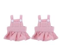 CIMAXIC 2 Piezas de Falda de Mono para muñeca: Mini Vestido Vaquero de Peluche para Osito - Disfraz para Animales de Peluche Que se Adapta a muñecas de Juguete de 12 cm (Rosa)