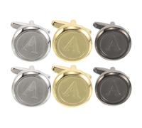 CIMAXIC 3 pares de gemelos iniciales para hombre - Gemelos elegantes de cobre con la letra A, ideales como regalo para el novio, esposo, padre, Día del Padre o para los padrinos de boda.
