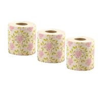 CIMAXIC 3 Rollos de Papel Higiénico Decorativo Estampado de Rosas, Papel de Baño de Pulpa de Bambú, Creativo y Delicado para Uso Diario