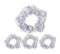 CIMAXIC 4 gomas para el pelo brillantes - Sujetadores de coleta con lentejuelas para niñas y adolescentes - Coleteros con purpurina para animadoras, fiestas, bodas y propuestas de damas de