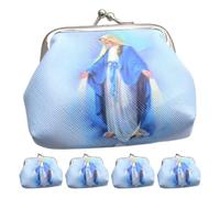 CIMAXIC 5 bolsitas para Rosario para Mujer - Porta Cuentas católicas - Monedero con Cierre de Beso - Cartera de la Virgen María para Pascua, Cuaresma, Viaje religioso, Collar y Pulsera