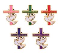 CIMAXIC 5 broches de solapa con cruz de paloma conmemorativa - Broche de esmalte para recuerdo de funeral - Pines "Siempre en corazones" para cristiano, Día del Recuerdo, regalo para
