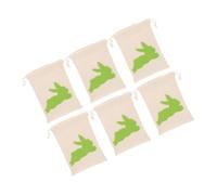 CIMAXIC 6 Bolsas De Pascua Religiosas Cordón Perfectas Para Dulces y Diseño De Conejito Lona Resistente