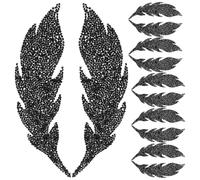 CIMAXIC 6 pares de apliques de hojas con diamantes de imitación - Parches brillantes con diseño de hojas - Apliques adhesivos para costura, reparación y decoración de vestidos de novia