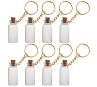 CIMAXIC 8 frascos de vidrio transparente con corcho: Mini botellas de vidrio con tapa de corcho - Frascos de hechizos transparentes de 5 ml con llavero - Botellas de deseos para bodas y cumpleaños