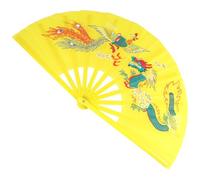 CIMAXIC Abanico Plástico Resistente Estilo Chino Clásico de Mano Plegable Diseño de Dragón y de Peonía y Práctico para Marciales y Presentaciones de Kung Fu