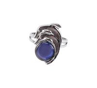 CIMAXIC Anillo Ajustable Abierto de Aleación Doble Delfín Que Cambia de Color Según Temperatura y Estado de Ánimo, Anillo de Humor para Mujer y Niña, Joyería Divertida y Única
