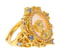 CIMAXIC Anillo con retrato de dama de la belleza - Anillo de camafeo barroco con diamantes de imitación para mujer - Elegante joyería francesa para compromiso y aniversario