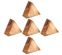 CIMAXIC Bases de Madera Beige Paquete de 5 Piezas para Tarjetas de Visita, Soporte de Escritorio Original y Rústico Adecuado para Decorar Cocina y Comedor