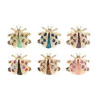 CIMAXIC Broche de Solapa de Mariquita Gemas de Imitación, Pack de 6 Piezas, Broches de Insecto Decorativos para Mujer, Alfileres de Seguridad Elegantes para Vestidos y Blusas