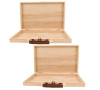 CIMAXIC Caja de Almacenamiento de Madera Sólida para Pintura al Óleo con 2 Compartimentos y Asa Integrada, Organizador Portátil para Artistas en Bocetos al Aire Libre