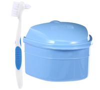 CIMAXIC Caja de Almacenamiento de Plástico para Dentaduras Postizas Portátil Color con Colador para Limpieza y Cepillo y Evitar Contaminación Cruzada Color Adecuado para Viaje