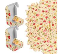 CIMAXIC Caja de Papel Kraft Cuadrada 30 Unidades 6.5x6.5x3 Cm para Embalaje de Jabón Hecho a Mano, Estuche Vintage Color Amarillo Estampado Floral, Adecuado para Obsequio, Dulces