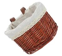 CIMAXIC Cesta de Bicicleta Vintage Tejida, Portátil para Frutas y Verduras | Mimbre y Paja, Superficie Lisa y Ordenada, Marrón, Uso en Ciclismo y Hogar