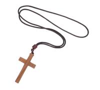 CIMAXIC Collar con cruz de madera para hombre y mujer - Colgante pequeño con cruz de madera para espejo de coche - Joyería con colgante religioso de