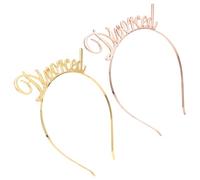 CIMAXIC Diadema Accesorios Dorada Superficie para Mujer Lisa de Aleación Elástica y 2 Piezas para Fiestas de Divorciadas y Celebraciones Temáticas