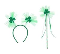 CIMAXIC Diadema de Trébol Verde Varita Mágica de Malla, Accesorio de Carnaval y Fiesta Día de San Patricio, Divertido y Llamativo