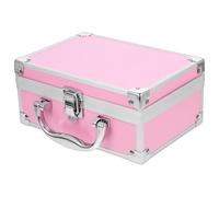 CIMAXIC Estuche de Maquillaje de Viaje Pequeño de Aleación de Aluminio Rosa, Maletín Organizador Portátil para Almacenamiento de Suministros de Uñas y Cosméticos, Caja Rígida para Belleza
