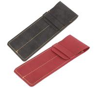 CIMAXIC Funda de Cuero PU para Bolígrafos 2 Unidades, Estuche Vintage para Pluma Estilográfica, Colores Negro y Burdeos, Protección Antidesgaste para Oficina y Viajes