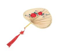CIMAXIC Handmade Woven Handheld Fan With Blossom Pattern Lightweight Natural Palm Leaf Summer Cooling Fan For Beach Party Wedding Chinese Style Rustic Design