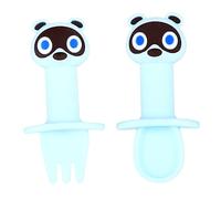 CIMAXIC Juego De 2 Piezas Cuchara De Silicona Para Bebe Alimentador Estera Comedero De Frutas Para Bebes Bebés Lámina Juguetes Cuchillería Tontos Cucharas Para Material De Silicona Blue