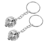 CIMAXIC Llavero Multifunción 2 Piezas Colgante de Bola de Discoteca Retro 70 en Aleación de Zinc y Plástico , Color Plata , Adecuado para Colgar en Mochila Obsequio