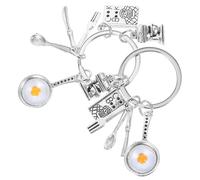 CIMAXIC Llavero Tenedor Cuchara Forma de Huevo Frito en Aleación Plata, Pack 2piezas, Accesorio Creativo para Fiesta de Cumpleaños Infantil