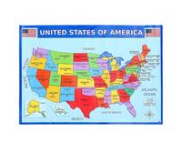 CIMAXIC Mapa de Geografía de Estados Unidos Póster en Papel UV Resistente Etiquetado Detallado para Decoración de Oficinas y Aulas Dirigido a Estudiantes 19.68x13.77 In