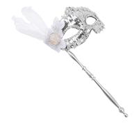 CIMAXIC Mascarilla de Carnaval con Varilla Semi Facial Plata Diseño Simple para Disfraz y Fiesta de Mascarada Accesorio Versátil para Mujer y Adultos