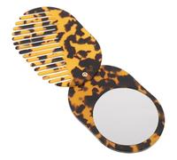 CIMAXIC Peine de carey con espejo - Mini peine plegable portátil - Cepillo de acetato compacto de bolsillo para todo tipo de cabello - Regalo para damas de, despedida de soltera o boda