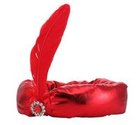 CIMAXIC Sombrero Príncipe Árabe Rojo para Disfraz de Halloween, Accesorio Decorativo de Tela Cómodo para Fiestas y Juegos de Rol, Incluye Anillo Color Aleatorio