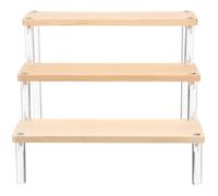 CIMAXIC Soporte de Exhibición en Forma de Escalera para Joyería y Maquillaje, Diseño Multi-Capa de Madera y Acrílico, Optimización de Espacio para Tocador en Casa