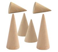CIMAXIC Soportes de Madera para Anillos en Forma de Cono, Expositor de Joyas 6 Piezas (2 Tamaños Altos, 2 Medianos, 2 Bajos), Organizador de Anillos para Exhibición en Mostrador y Tocador