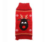 CIMAXIC Suéter Rojo para Perros y Cachorros Diseño de Ciervo, Tejido en Fibras Acrílicas, sin Botones ni Cremalleras, Adecuado para Navidad y Mantener Caliente en Invierno