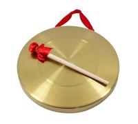 Címbalos chinos portátiles de latón, Gong chino de latón dorado de 15 a 32 cm con mazo de madera(32 cm)