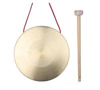 Címbalos chinos portátiles de latón, Gong de mano de latón con martillo y cuerda dorado, 22-30 cm(22cm)
