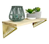 CIME - Escuadra de pared modelo Soleil, juego de 2, color dorado, ideal para guardar el salón o la oficina.